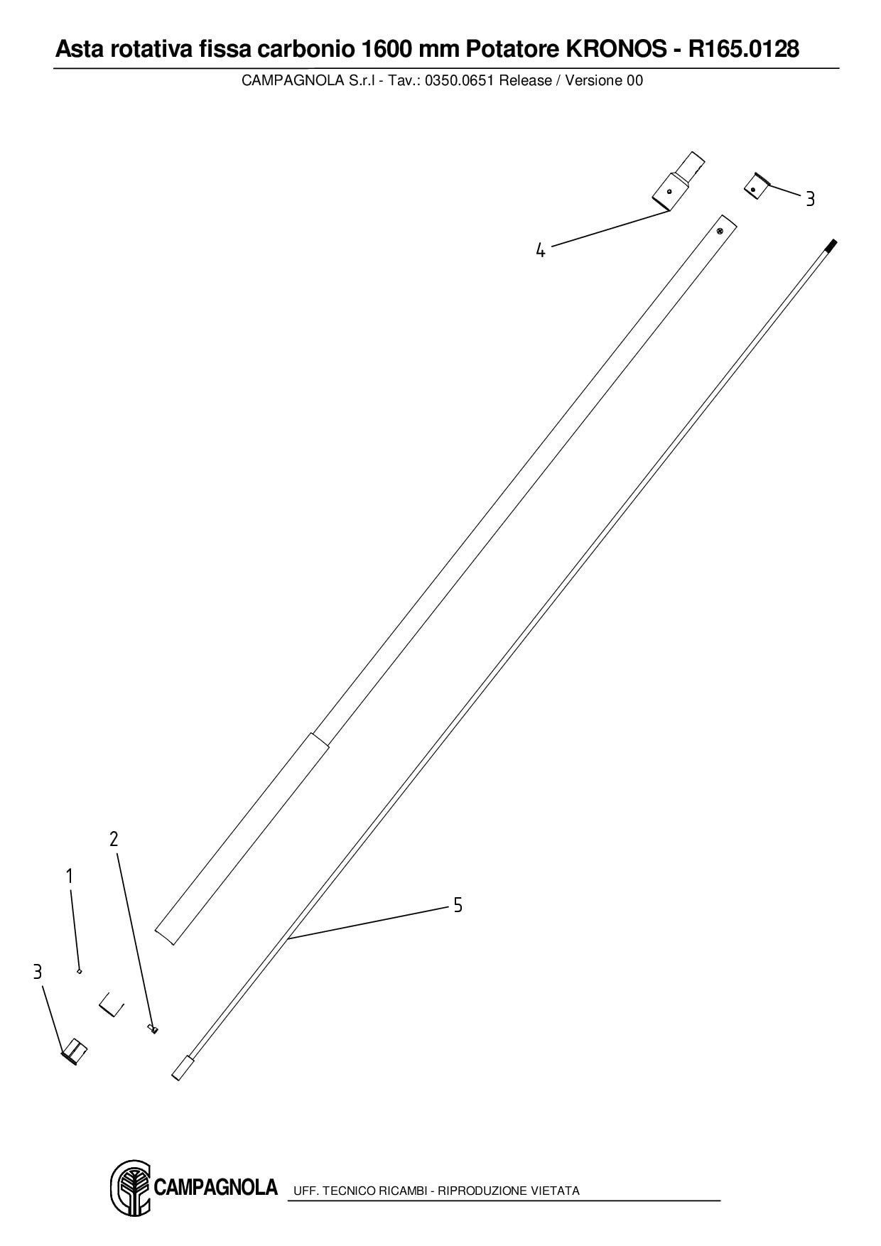 R165.0128_Asta rotativa fissa carbonio 160 cm KRONOS